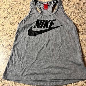 New Nike Women's Heather Gray dri fit running razor back Tank Top m
